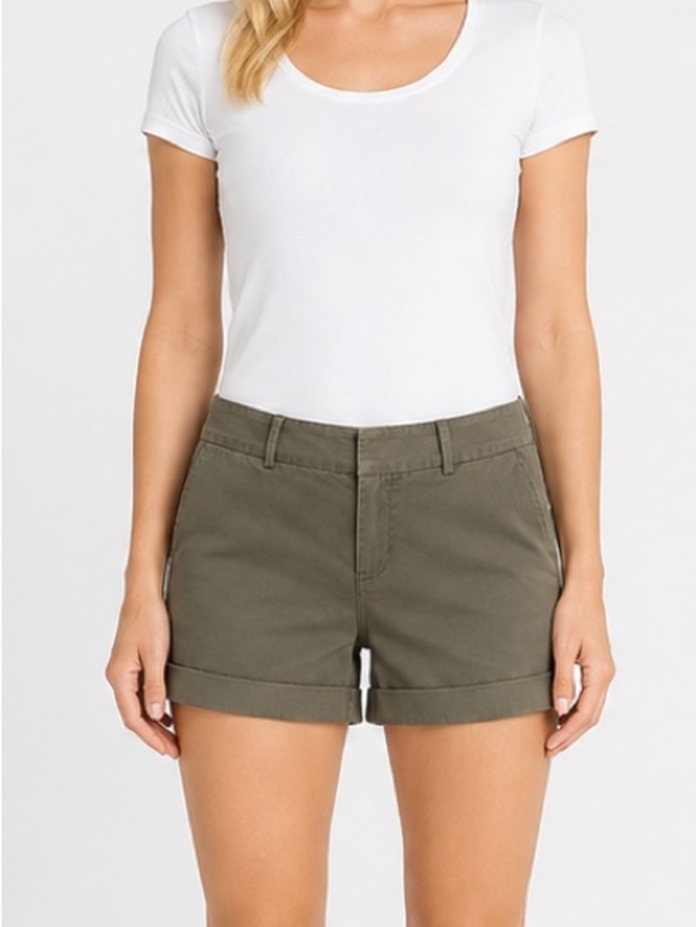 INC International Concepts Army Green 5" Inseam, 4-Pocket Cuffed Shorts Size 10